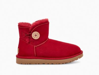 UGG Mini Bailey Button II Womens Boots Red - AU 813WF